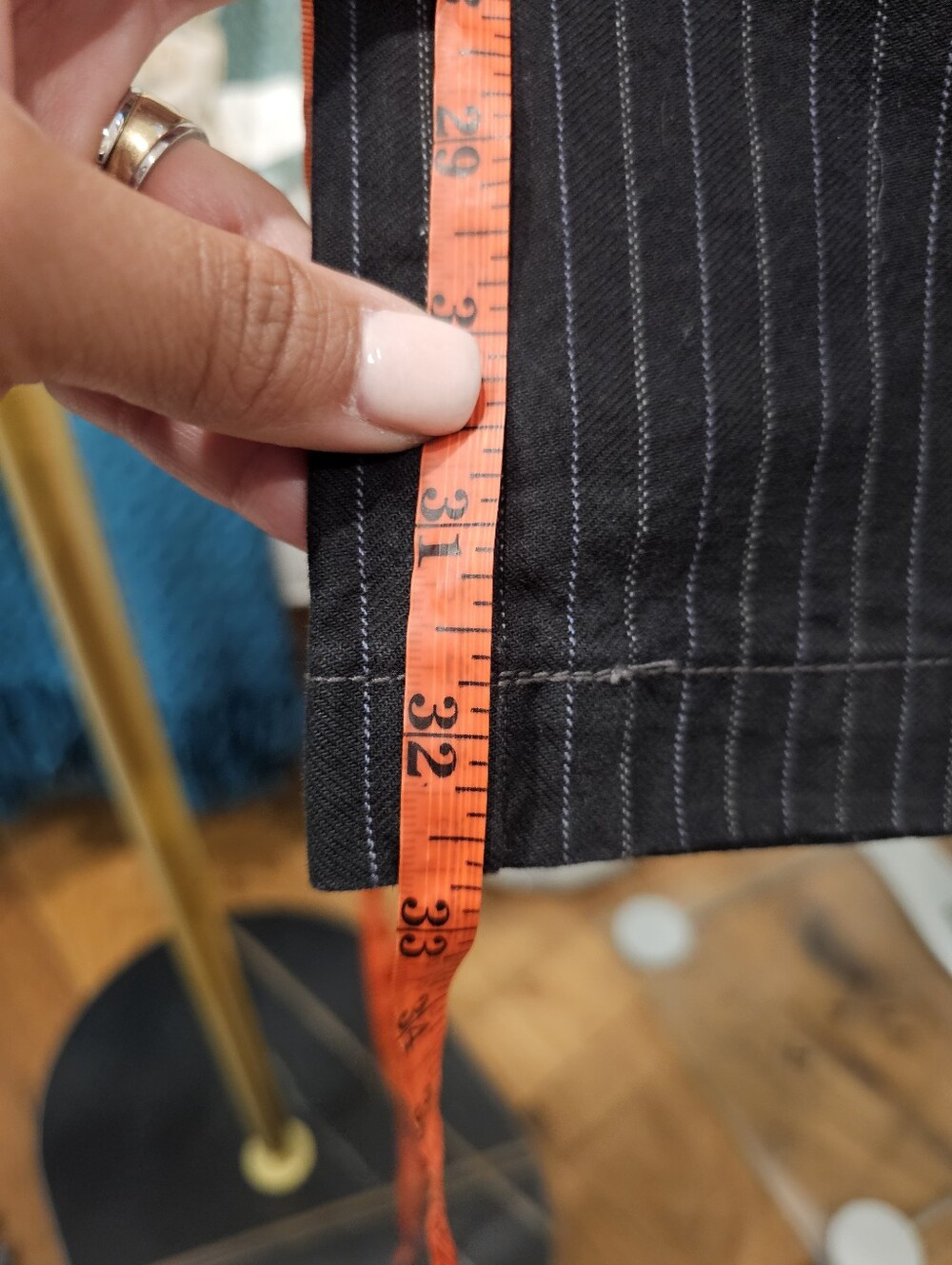 Vintage Low Rise UNIONBAY Black with White Pinstripe Pants - Picture 5 of 7